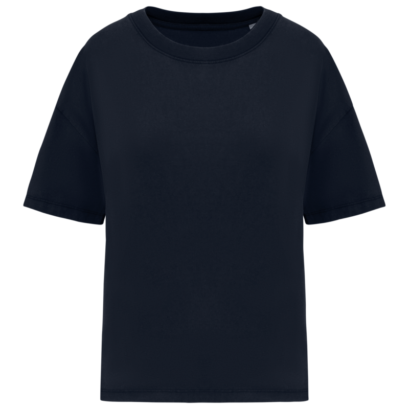 ns327-washed_navy_blue-a1 Native Spirit LADIES WASHED EFFECT OVERSIZED T-SHIRT - Washed Navy Blue