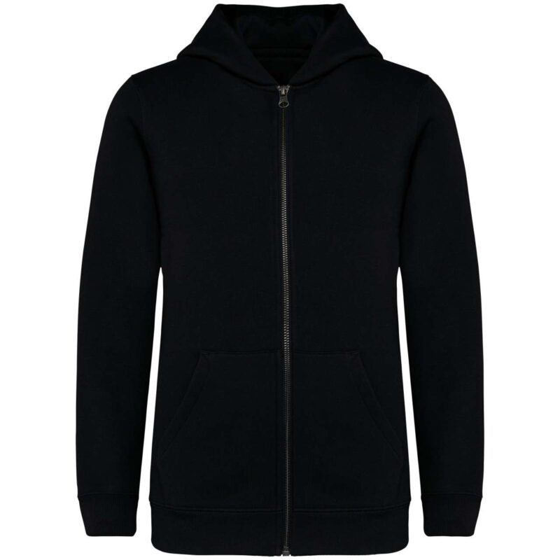 ns405-black-a1 Native Spirit ECO-FRIENDLY KIDS HOODED FULL ZIP SWEATSHIRT - Μαύρο