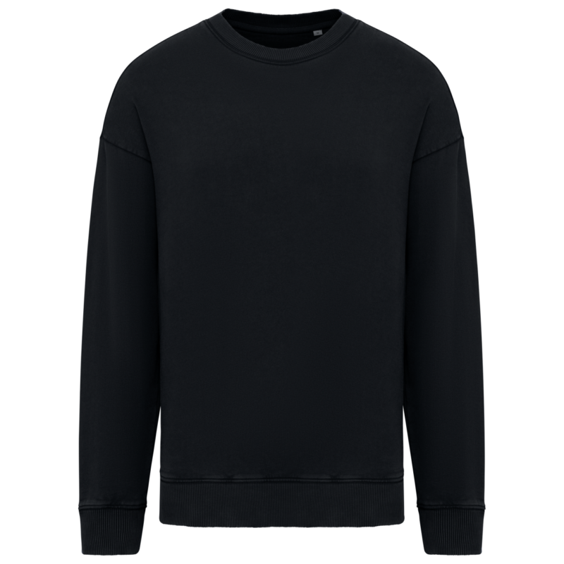 ns447-washed_black-a1 Native Spirit UNISEX WASHED EFFECT OVERSIZE ROUND NECK SWEATSHIRT - Washed Black
