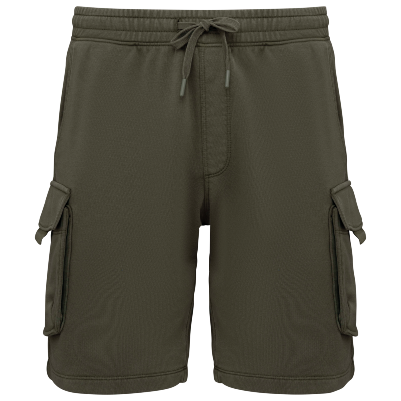 ns717-washed_organic_khaki-a1 Native Spirit Ανδρικά SHORTS CARGO FRENCH TERRY WASHED EFFECT - Washed Organic Khaki