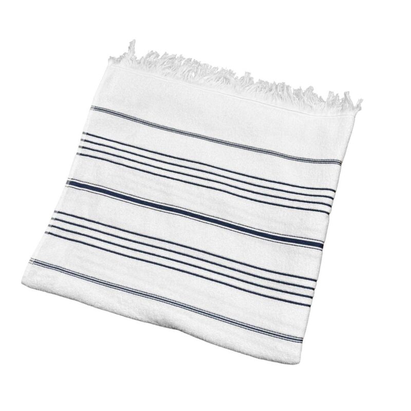 OLIMA STRIPED BEACH&SPA PESHTEMAL TOWEL - White/Light Navy