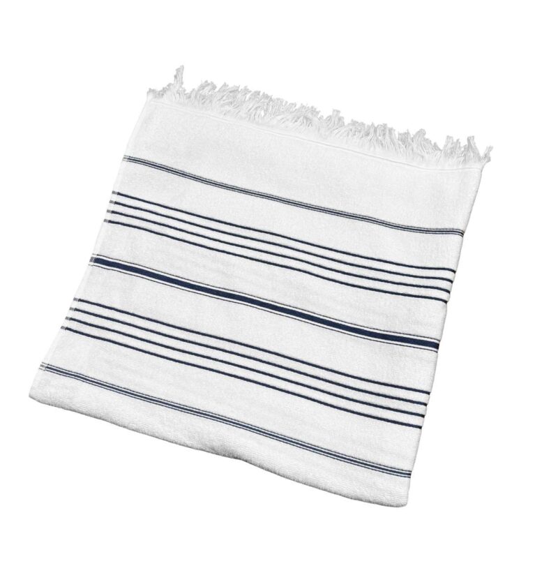 OLIMA STRIPED BEACH&SPA PESHTEMAL TOWEL - White/Light Navy
