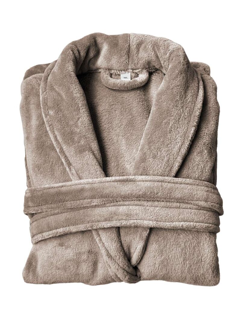 olcb2600-taupe-a1 Unisex BATHROBE CORAL OLIMA - Taupe