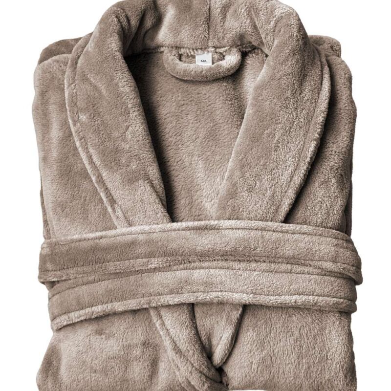 olcb2600-taupe-a1 Unisex BATHROBE CORAL OLIMA - Taupe