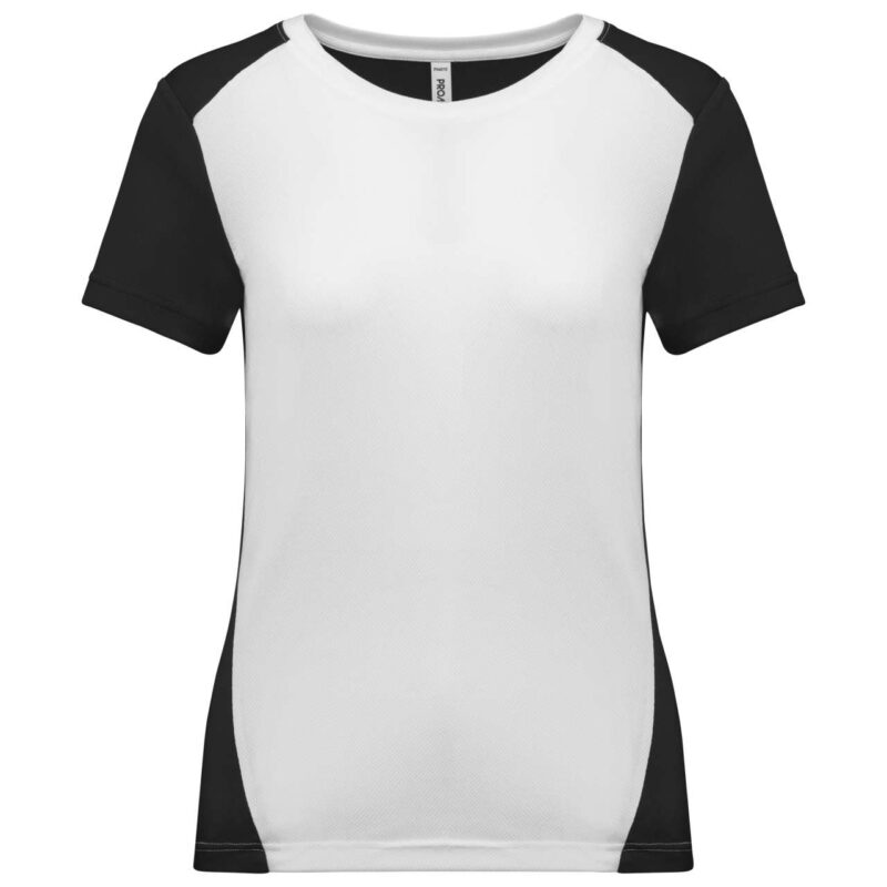 pa4015-white_black-a1 Proact LADIES' ECO-FRIENDLY TWO-TONE SPORT T-SHIRT - Λευκό/Φωσφοριζέ Πορτοκαλί