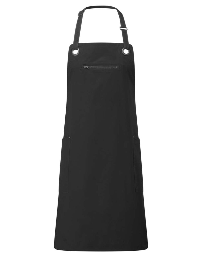 pr121-black_charcoal-a2 Premier ‘BARLEY’ CONTRAST STITCH SUSTAINABLE BIB APRON - Black/Charcoal