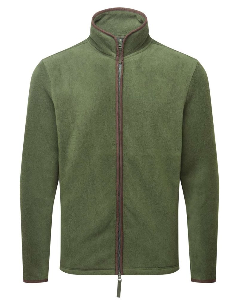 Premier MEN FLEECE JACKET 'ARTISAN' - Moss Green/Brown