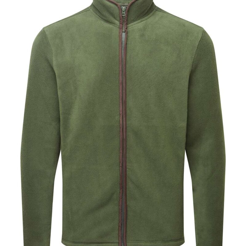 Premier MEN FLEECE JACKET 'ARTISAN' - Moss Green/Brown