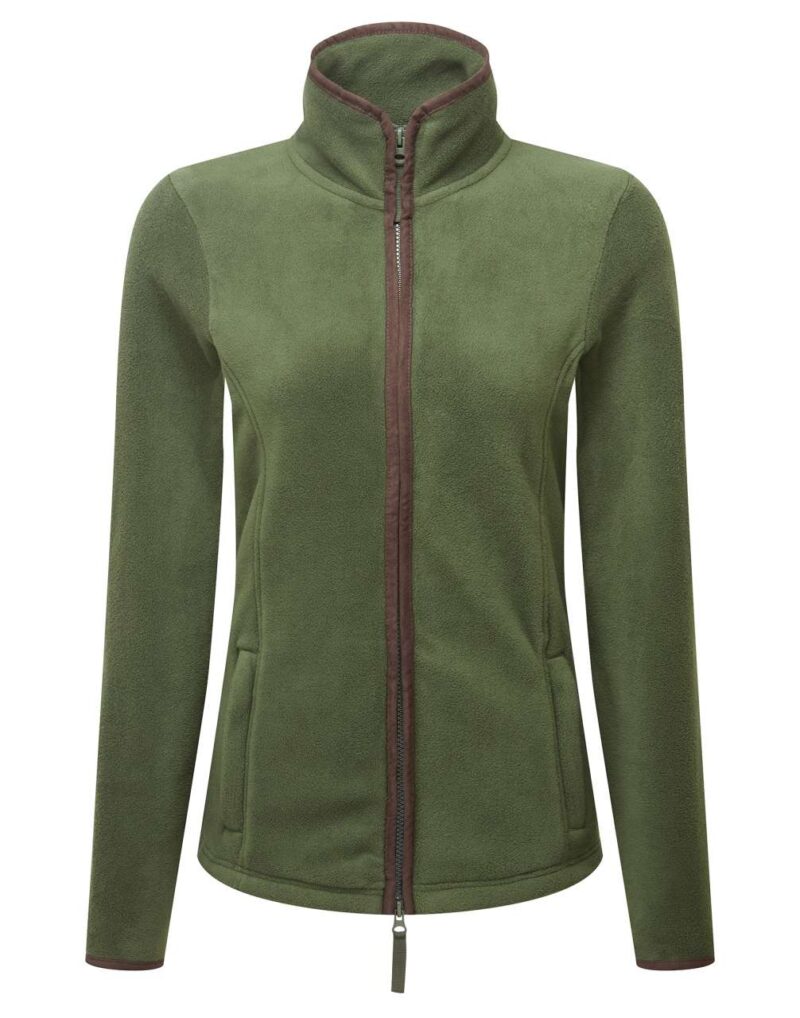 pr824-moss_greenbrown-a1 Premier WOMEN JACKET FLEECE 'ARTISAN' JACKET - Moss Green/Brown