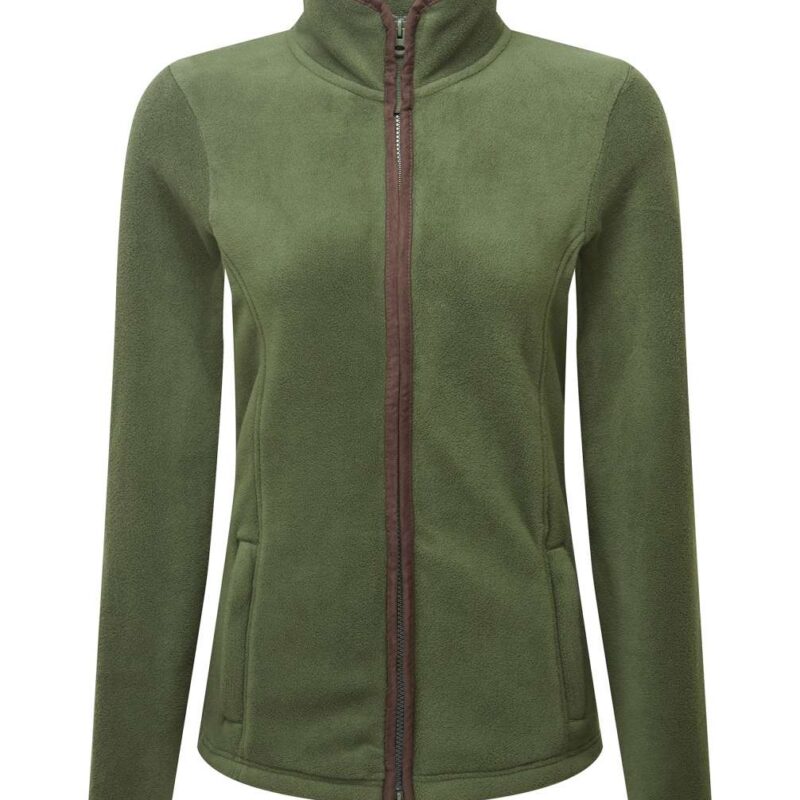 Premier WOMEN JACKET FLEECE 'ARTISAN' JACKET - Moss Green/Brown
