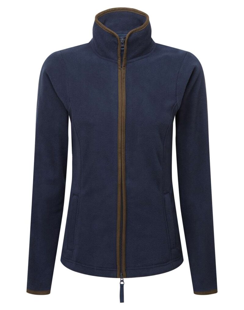 pr824-navybrown-a1 Premier WOMEN JACKET FLEECE 'ARTISAN' JACKET - Navy/Brown