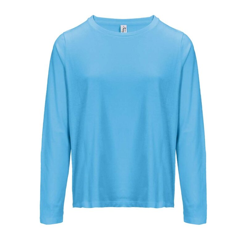 so04443-aqua-a1 SOL'S T-SHIRT WOMEN - ROUND LONG SLEEVE WITH NECK MONARCH - Θαλασσί