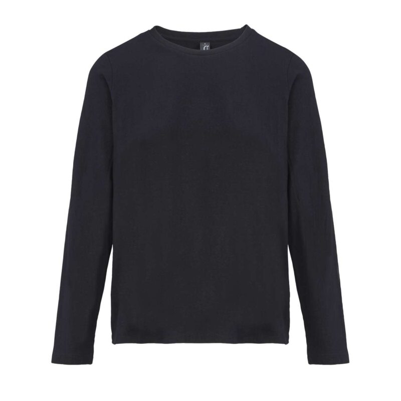 so04443-deep_black-a1 SOL'S T-SHIRT WOMEN - ROUND LONG SLEEVE WITH NECK MONARCH - Βαθύ Μαύρο