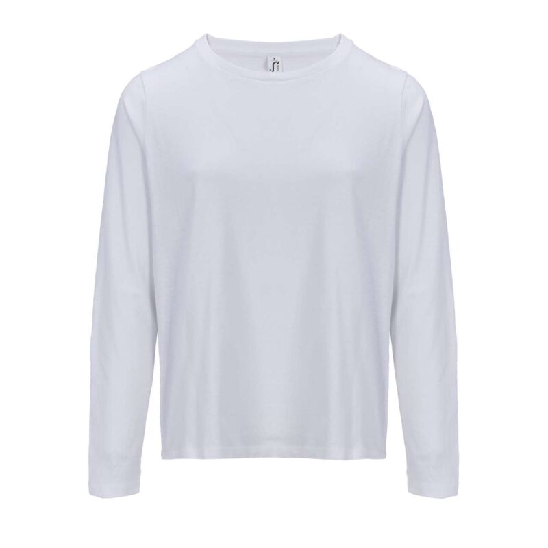SOL'S T-SHIRT WOMEN - ROUND LONG SLEEVE WITH NECK MONARCH - Λευκό