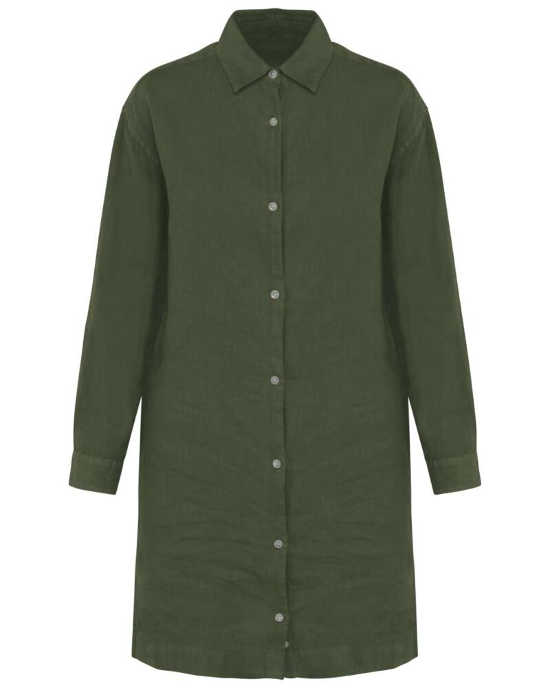sp5008-organic_khaki-a1 Spasso LADIES LINEN DRESS SHIRT - Organic Khaki