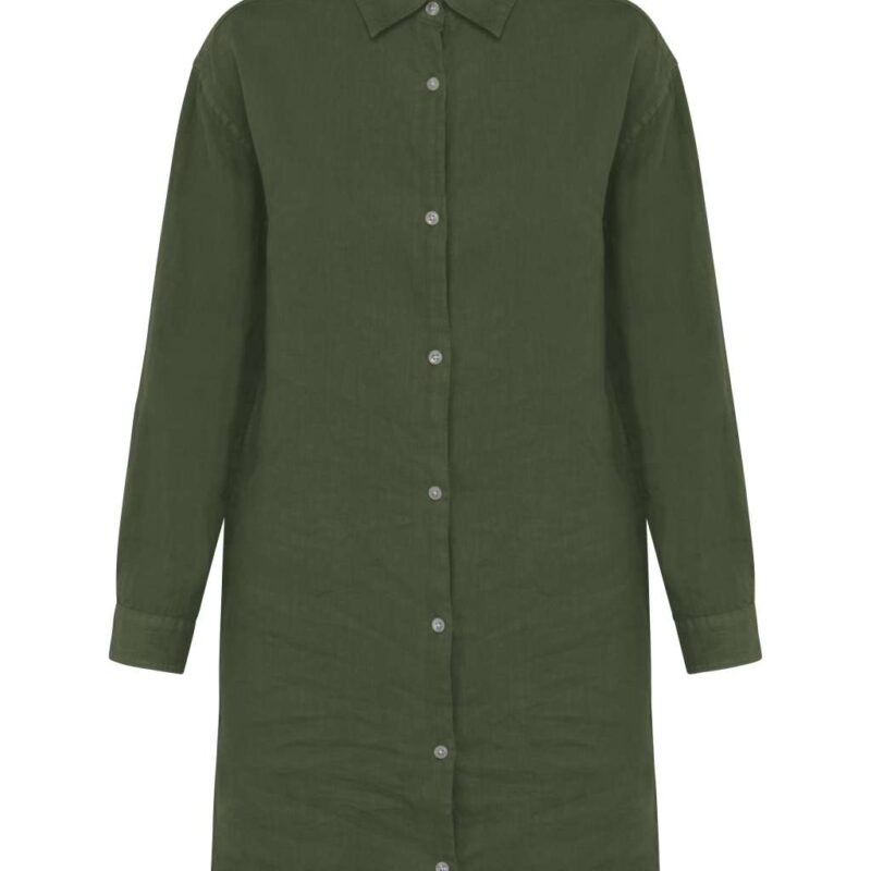 sp5008-organic_khaki-a1 Spasso LADIES LINEN DRESS SHIRT - Organic Khaki