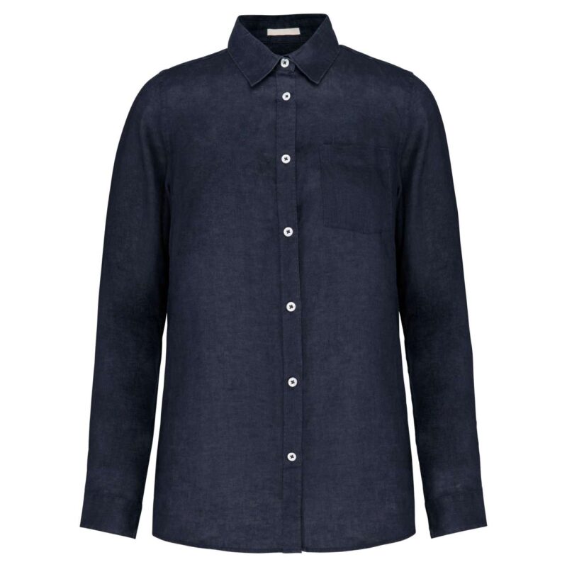 sp504-navy_blue-a1 Spasso MEN'S LINEN SHIRT - Navy Blue