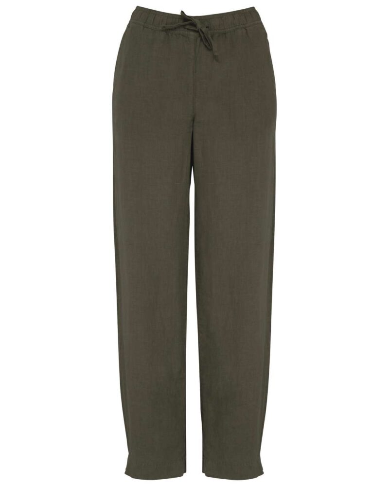 sp733-washed_organic_khaki-a1 Spasso ECO-FRIENDLY LADIES' LINEN WASHED EFFECT TROUSERS - Washed Organic Khaki