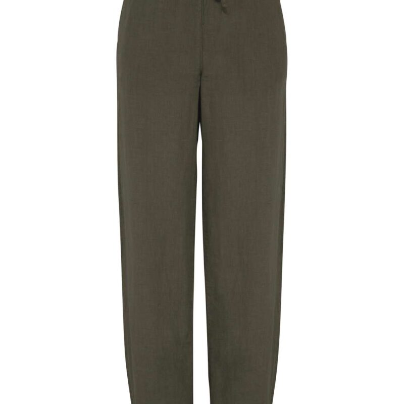 sp733-washed_organic_khaki-a1 Spasso ECO-FRIENDLY LADIES' LINEN WASHED EFFECT TROUSERS - Washed Organic Khaki