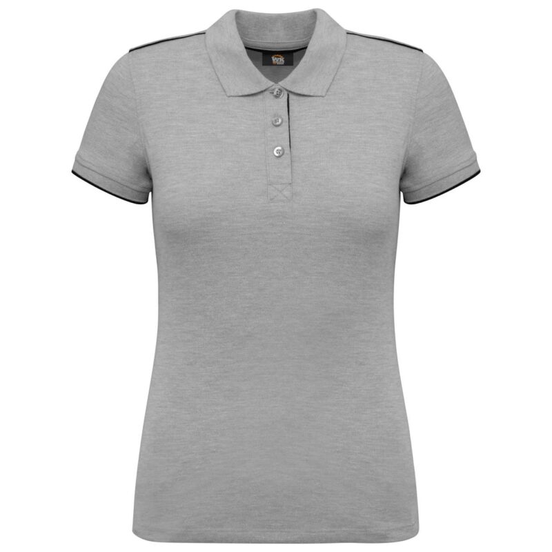 wk271-oxford_greyblack-a1 Designed To Work LADIES' SHORT-SLEEVED CONTRASTING DAYTODAY SHIRT POLO - Oxford Grey/Black