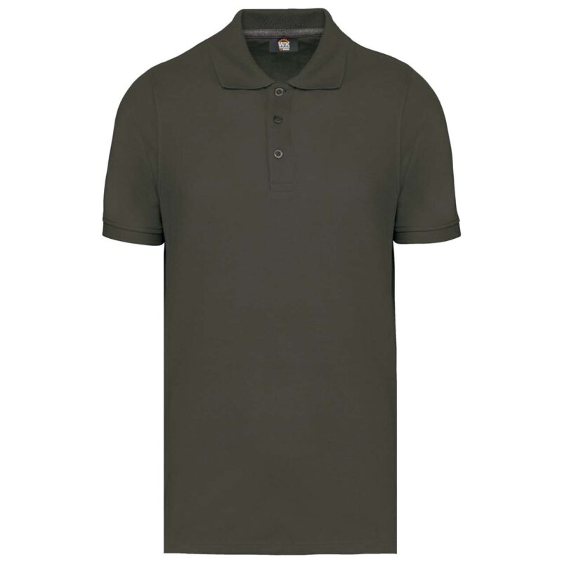 wk274-dark_khaki-a1 Designed To Work κοντομάνικο μπλουζάκι πόλο" or "Ανδρική κοντομάνικη μπλούζα πόλο". Let's assume the instruction "Protected terms to keep exactly after placeholders are restored: SHORT-SLEEVED, SHIRT, POLO, MEN" is the *most specific* and therefore overrides the general "Translate to natural - Σκούρο Χακί