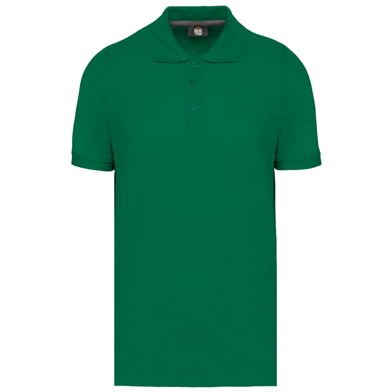 wk274-kelly_green-a1 Designed To Work κοντομάνικο μπλουζάκι πόλο" or "Ανδρική κοντομάνικη μπλούζα πόλο". Let's assume the instruction "Protected terms to keep exactly after placeholders are restored: SHORT-SLEEVED, SHIRT, POLO, MEN" is the *most specific* and therefore overrides the general "Translate to natural - πράσινο του Κέλι