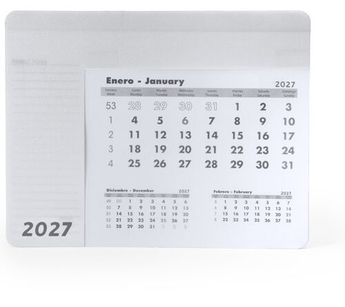 3017_01_2_1 Ορθογώνιο mouse pad με ημερολόγιο SERBAL - Λευκό