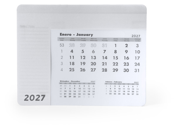 3017_01_2_1 Ορθογώνιο mouse pad με ημερολόγιο SERBAL - Λευκό