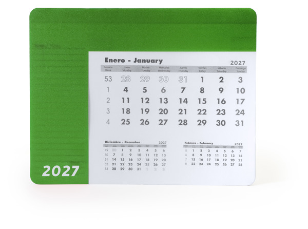 3017_226_2_1 Ορθογώνιο mouse pad με ημερολόγιο SERBAL - Πράσινη φτέρη