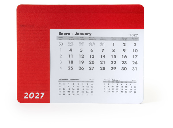 3017_60_2_1 Ορθογώνιο mouse pad με ημερολόγιο SERBAL - Κokkino