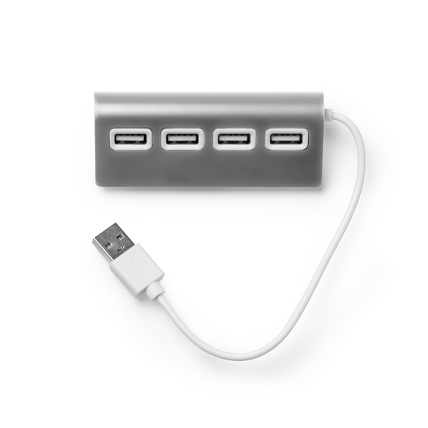 3033_251_2_1 Θύρα USB με σώμα αλουμινίου, δίχρωμο φινίρισμα PLERION - Ασημί