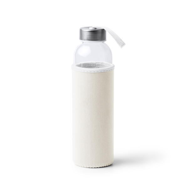 4040_01_2_1 Γυάλινη φιάλη χωρητικότητας 500 ml και περίβλημα CAMU - Λευκό