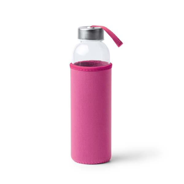 4040_40_2_1 Γυάλινη φιάλη χωρητικότητας 500 ml και περίβλημα CAMU - Φούξια