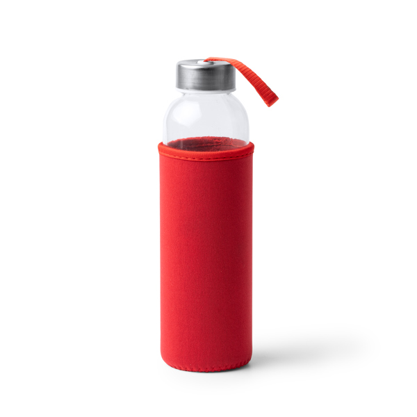4040_60_2_1 Γυάλινη φιάλη χωρητικότητας 500 ml και περίβλημα CAMU - Κokkino