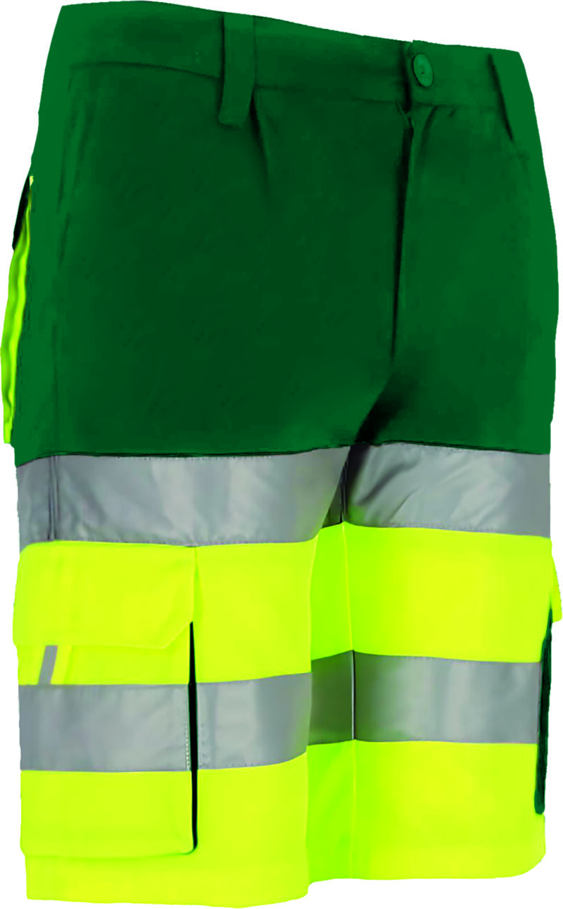 BEVABRAAB Υψηλής ορατότητας Bermuda Shorts BRANDON - Fluo Κίτρινο-Πράσινο Μπουκαλί