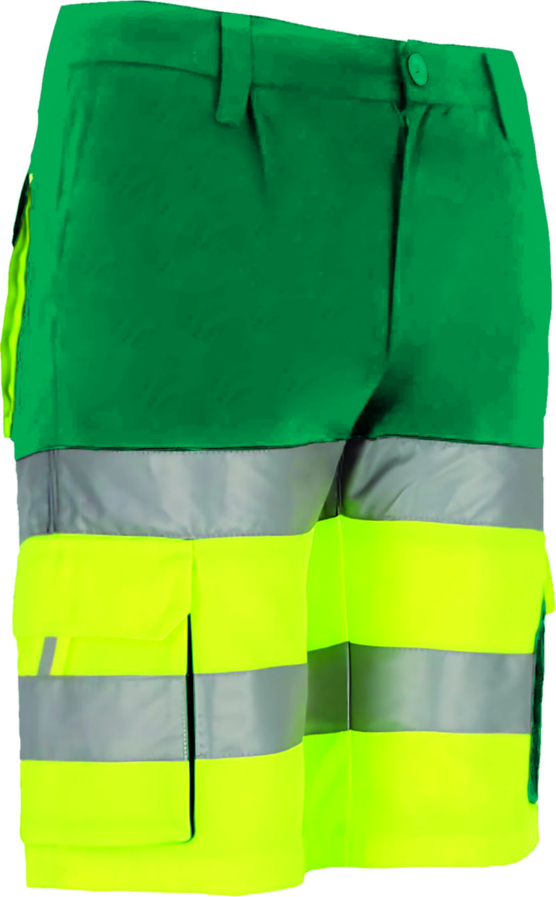 BEVABRAAE Υψηλής ορατότητας Bermuda Shorts BRANDON - Fluo Κίτρινο-Amazon Πράσινο