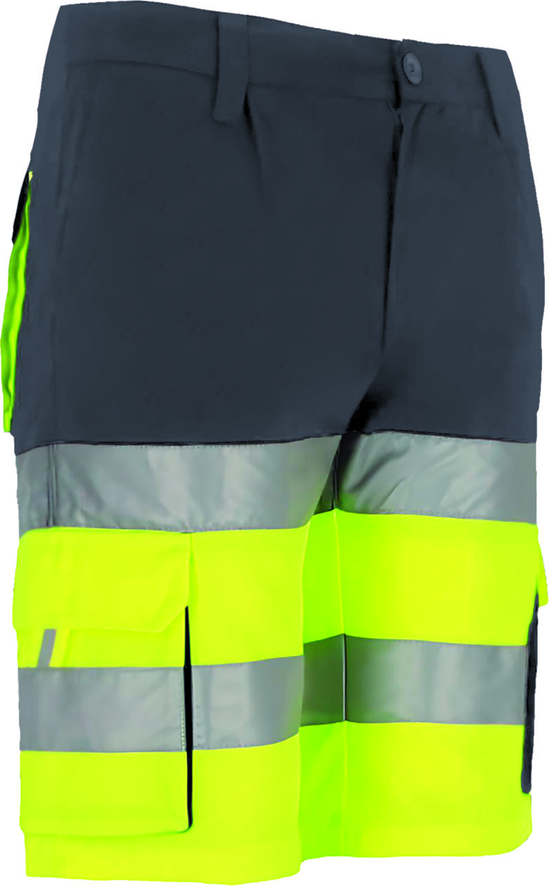 BEVABRAAG Υψηλής ορατότητας Bermuda Shorts BRANDON - Fluo Κίτρινο-Charcoal Γκρι