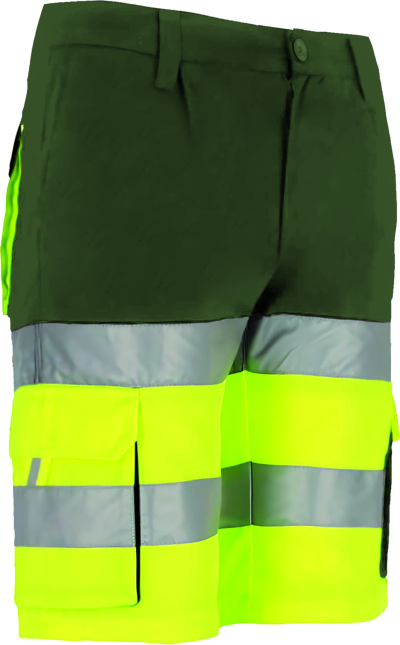 BEVABRAAK Υψηλής ορατότητας Bermuda Shorts BRANDON - Fluo Κίτρινο-Χακί Πράσινο