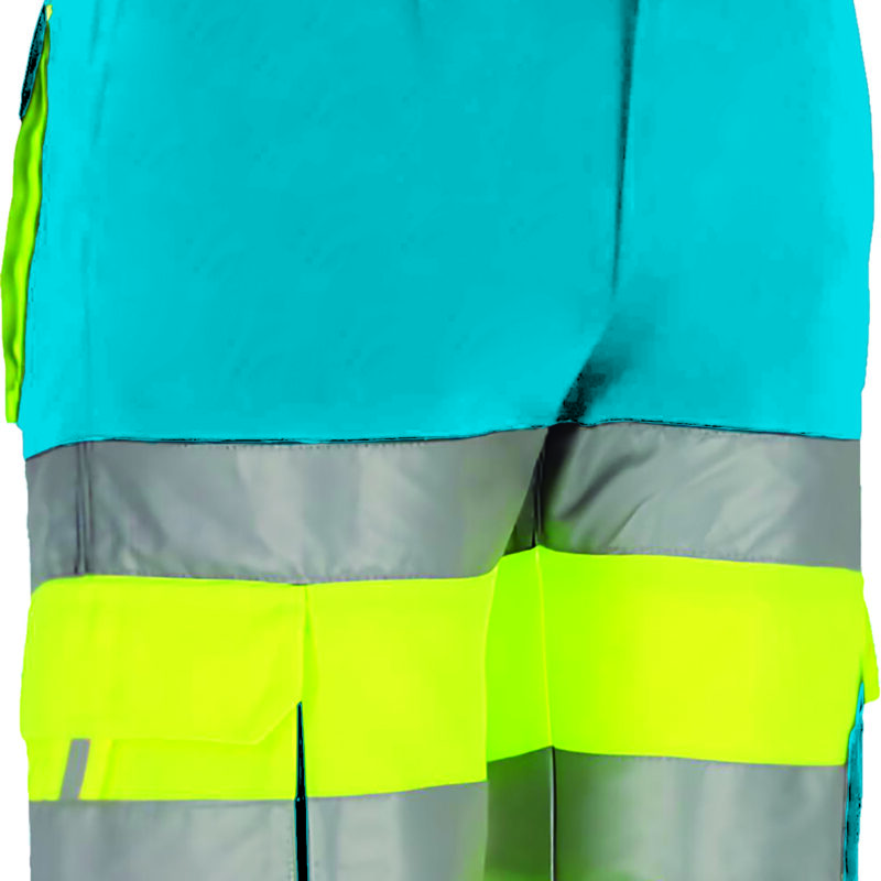 BEVABRAAL Υψηλής ορατότητας Bermuda Shorts BRANDON - Fluo Κίτρινο-Τροπικό Μπλε