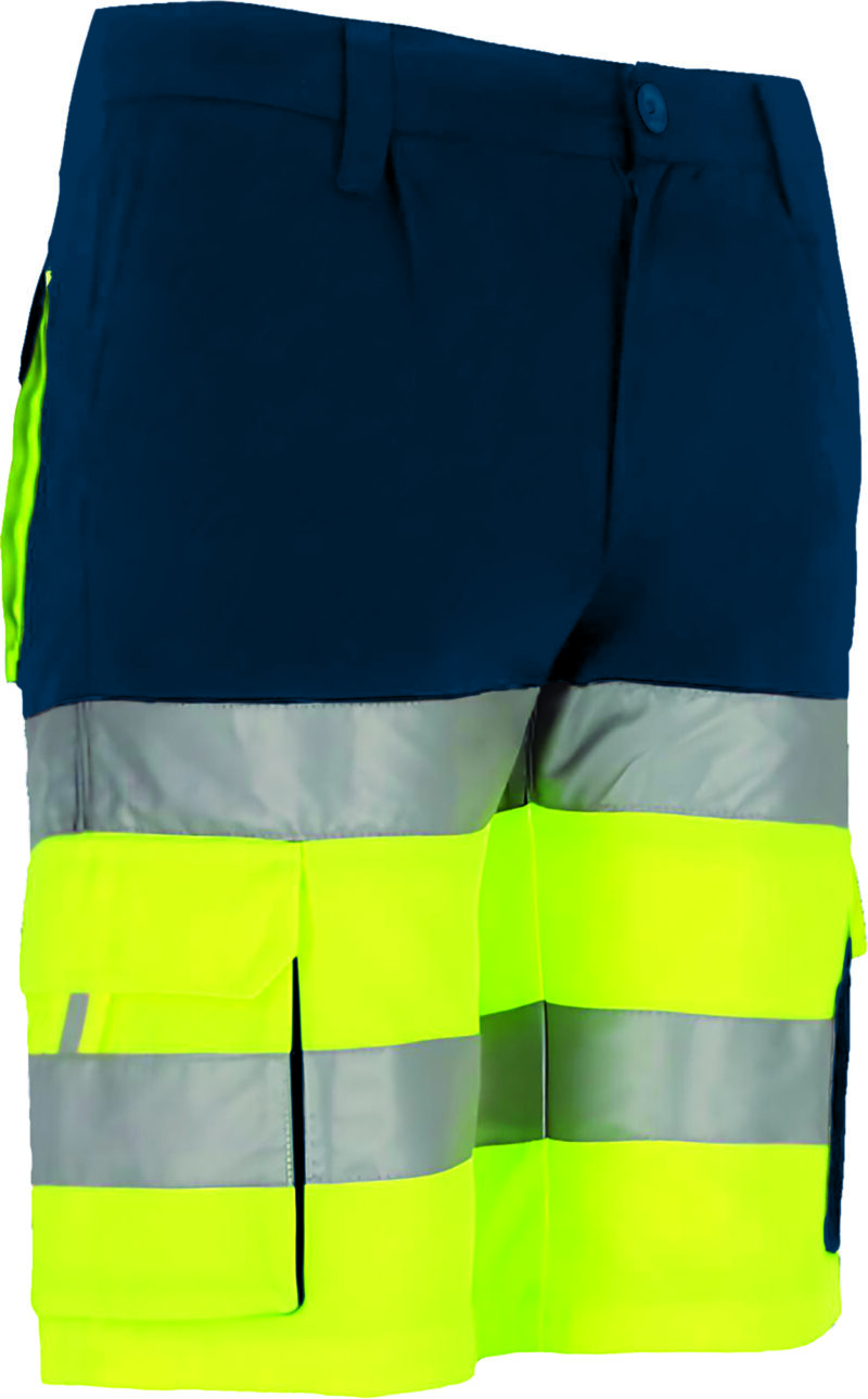 BEVABRAAM Υψηλής ορατότητας Bermuda Shorts BRANDON - Fluo Κίτρινο-Orion Μπλε σκούρο Μπλε