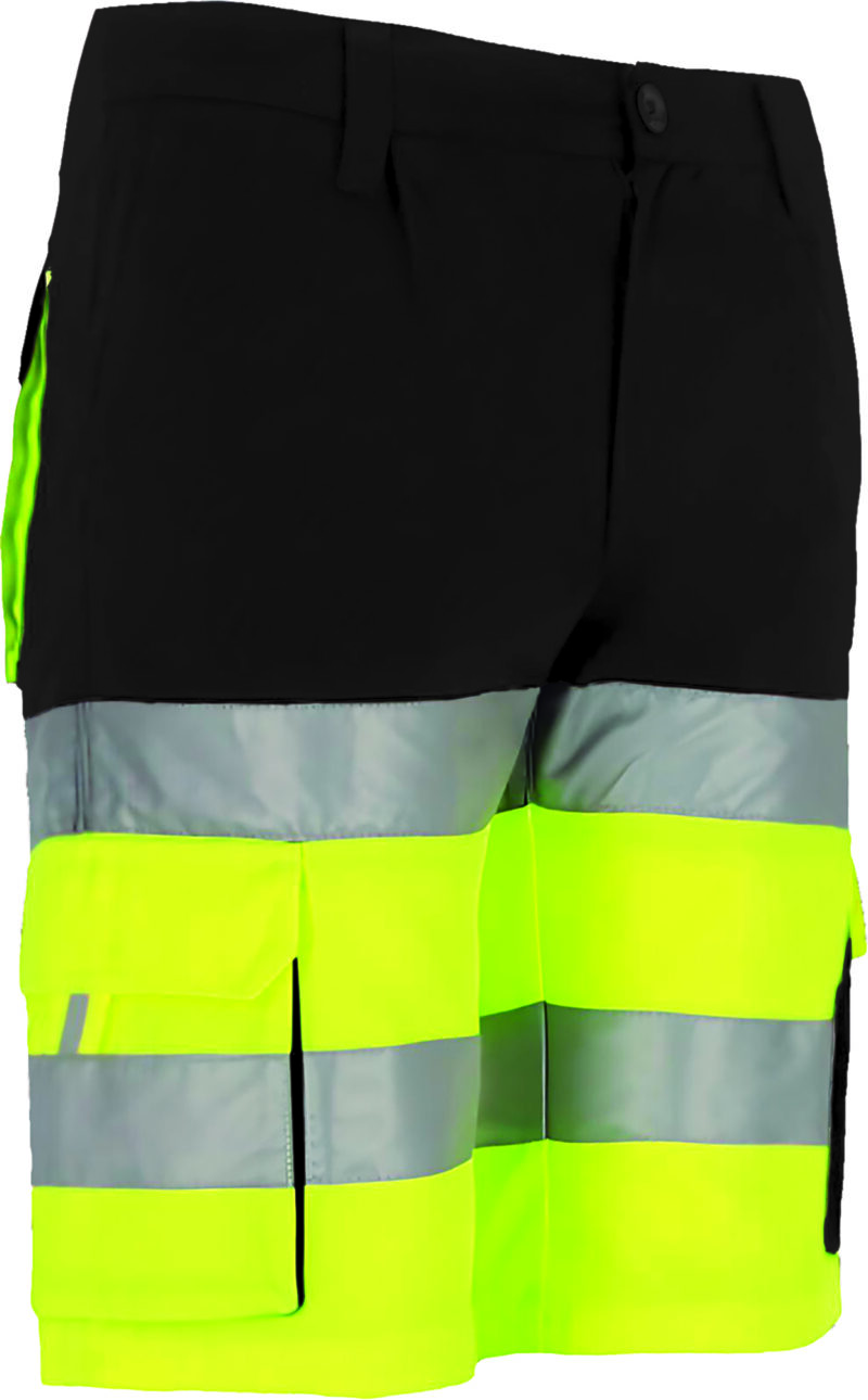 BEVABRAAN Υψηλής ορατότητας Bermuda Shorts BRANDON - Fluo Κίτρινο-Μαύρο