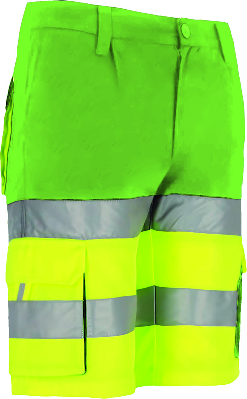 BEVABRAAP Υψηλής ορατότητας Bermuda Shorts BRANDON - Fluo Κίτρινο-Μήλο Πράσινο