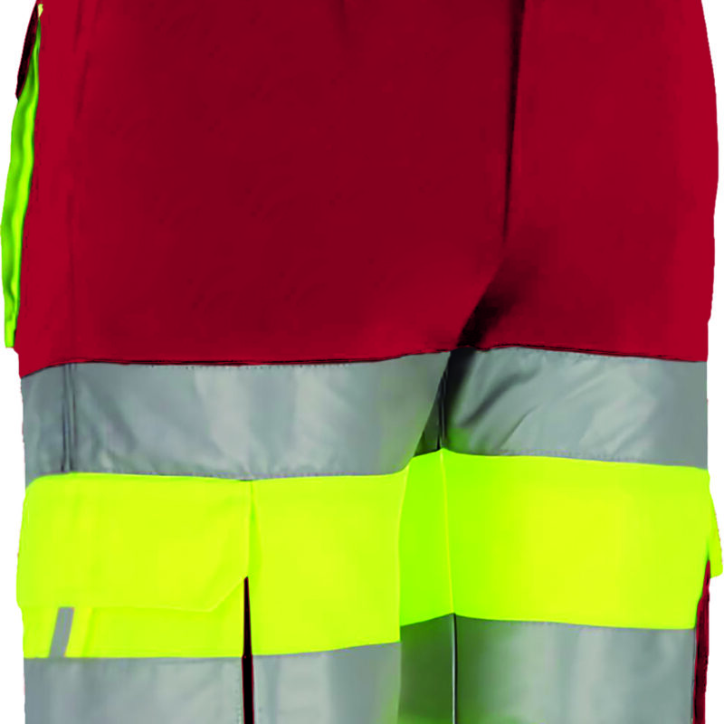 BEVABRAAR Υψηλής ορατότητας Bermuda Shorts BRANDON - Fluo Κίτρινο-Lotto Κόκκινο