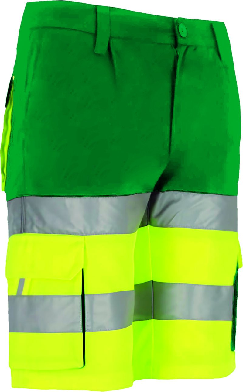 BEVABRAAV Υψηλής ορατότητας Bermuda Shorts BRANDON - Fluo Κίτρινο-Kelly Πράσινο