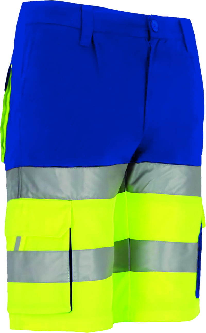 BEVABRAAZ Υψηλής ορατότητας Bermuda Shorts BRANDON - Fluo Κίτρινο-Bluish Μπλε