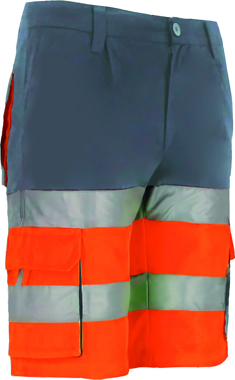 BEVABRANG Υψηλής ορατότητας Bermuda Shorts BRANDON - Fluo Πορτοκαλί-Charcoal Γκρι