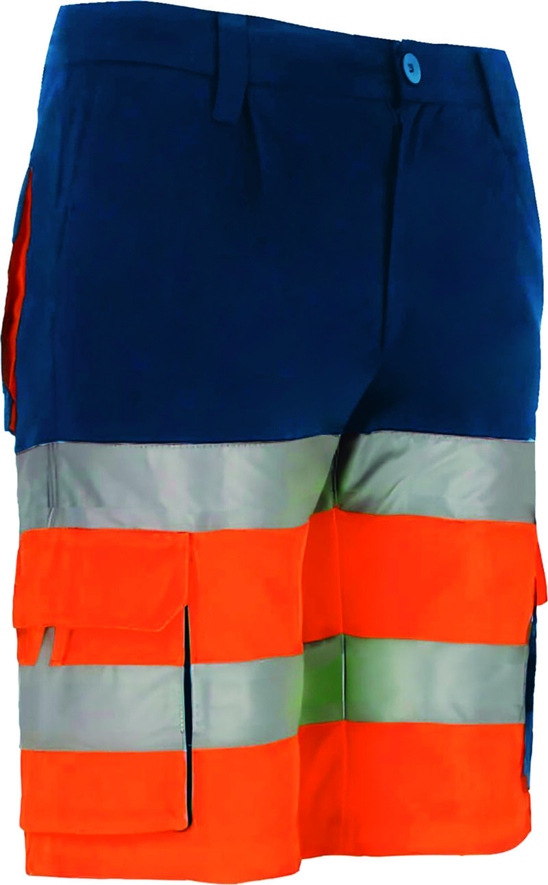 BEVABRANM Υψηλής ορατότητας Bermuda Shorts BRANDON - Fluo Πορτοκαλί-Orion Μπλε σκούρο Μπλε