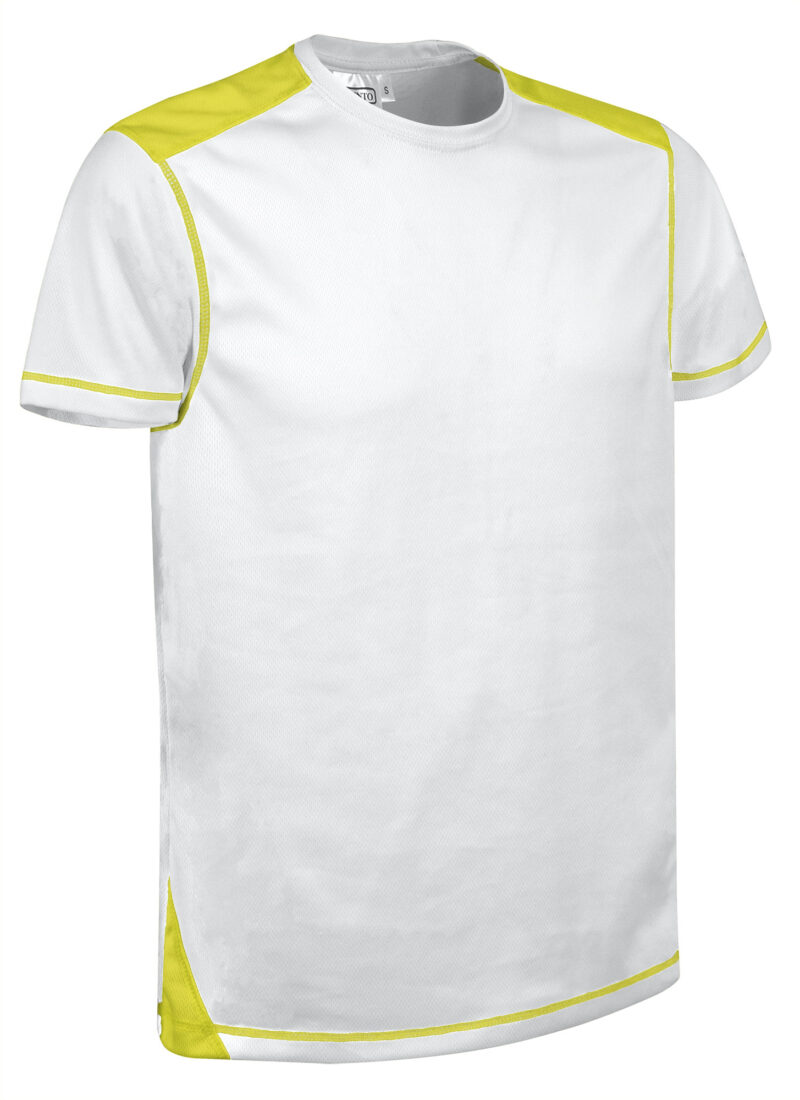 Τεχνικό T-Shirt BRICKPLUS - Λευκό-Fluo Κίτρινο