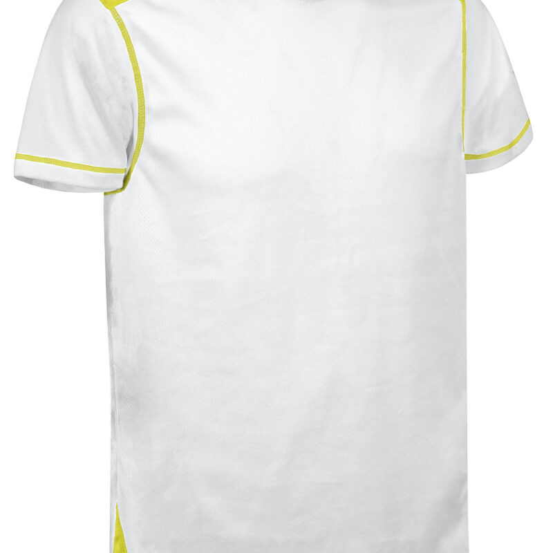 CAVABRIBA Τεχνικό T-Shirt BRICKPLUS - Λευκό-Fluo Κίτρινο