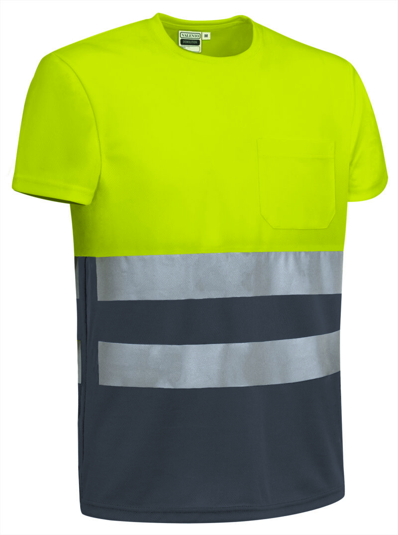 CAVADEMAC Υψηλής ορατότητας S/S T-Shirt DEMOLITION - Fluo Κίτρινο-Charcoal Γκρι